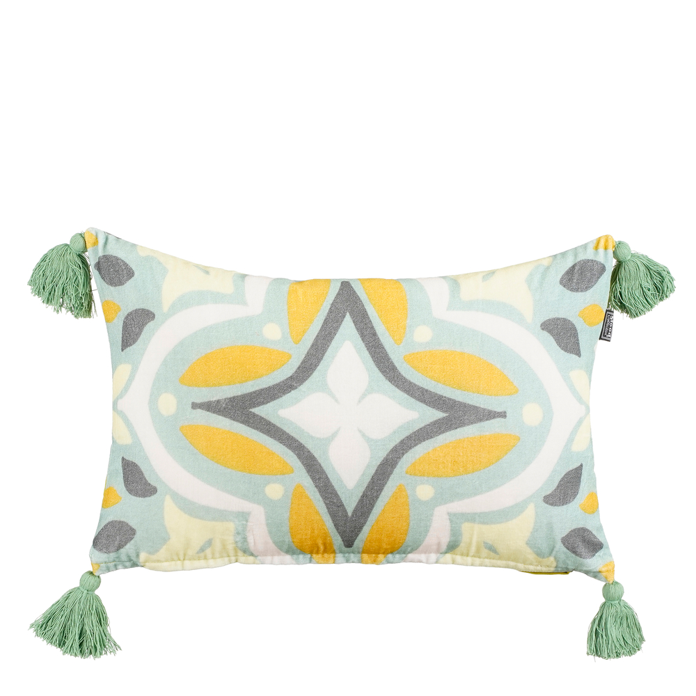 Coussin fleur vert - L.55xl.35xH.10cm