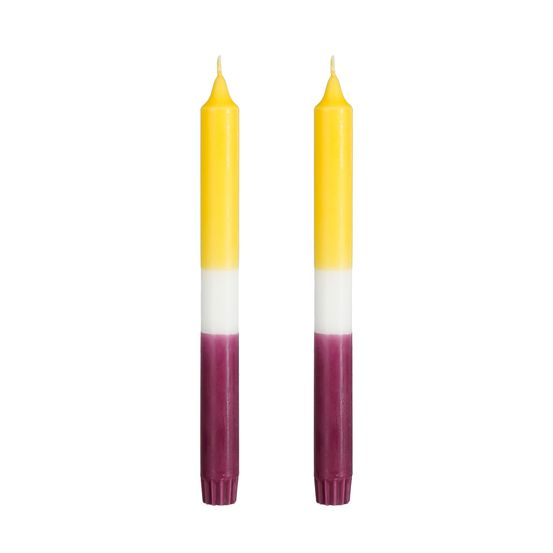 Bougies diner Stearine jaune Dip-dye (2 pièces) - H.25xD.2,2cm