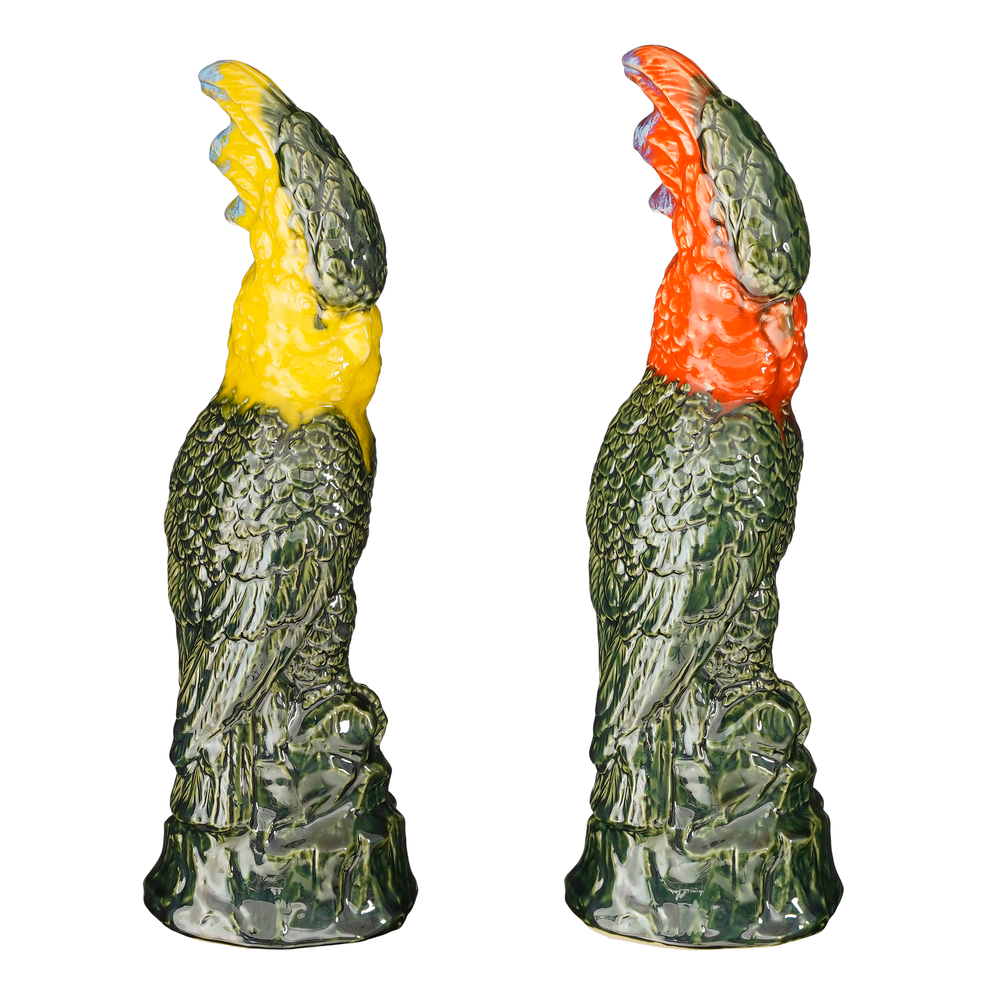 Statue Cacatoès, 2 couleurs possibles - L.11,5xl.11,5xH.37cm