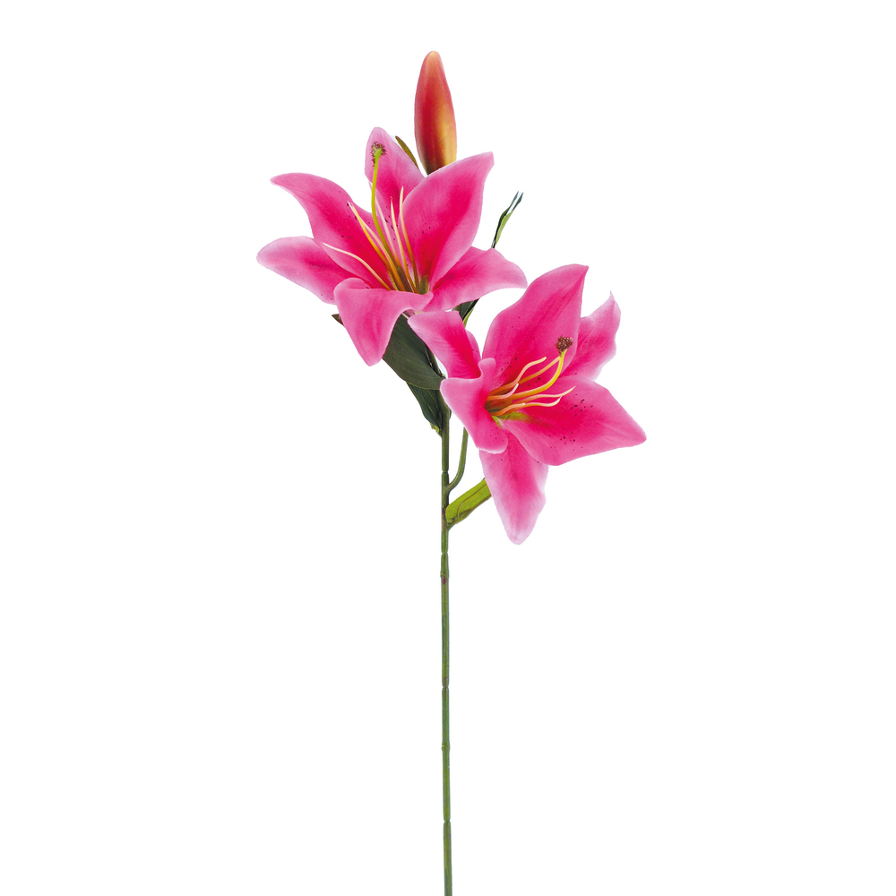 Fleur artificielle tige de lys fuchsia H.67cm