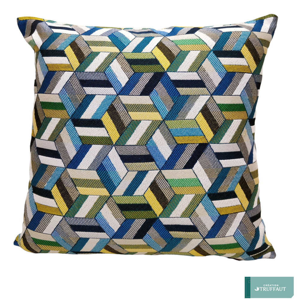 Coussin Jacquard TOTEM Bleu - 45x45 cm