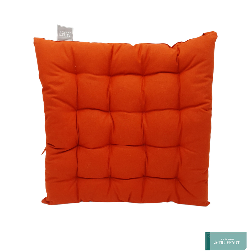 Galette de chaise unie Massala en coton - 40x40 cm