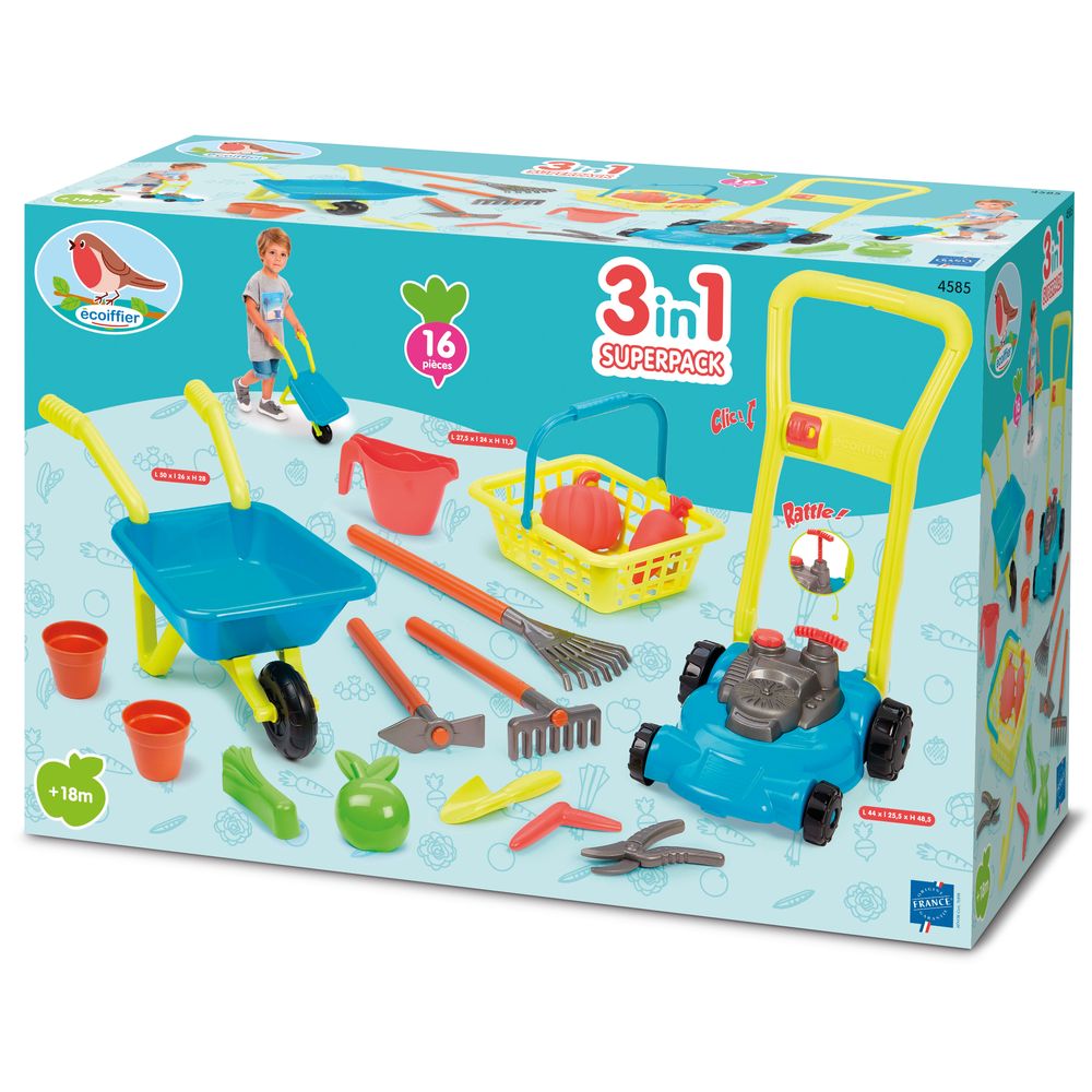 Super pack jardin 3 en 1 de jouets en plastique pour petits jardiniers