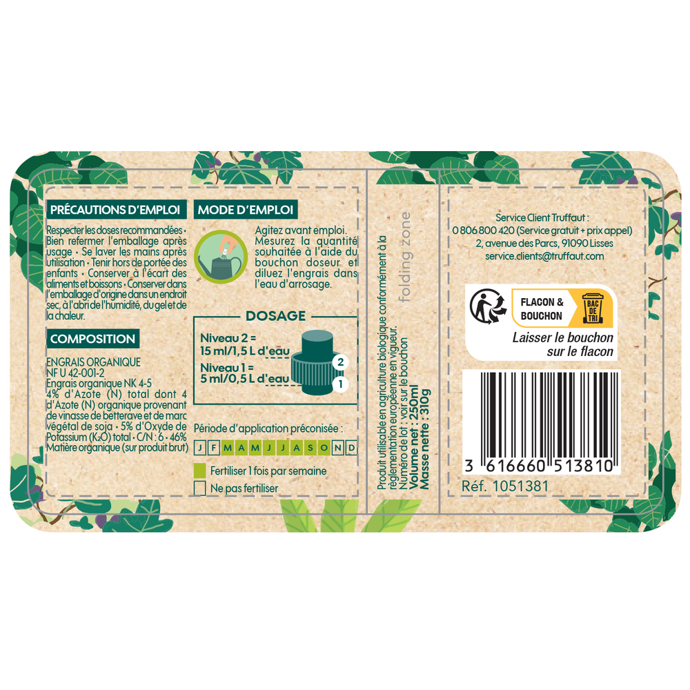 Engrais Plantes Aromatiques 250 G NPK 6-3-6 - Feuillage Dense Et Parfumé, Utilisable En Bio