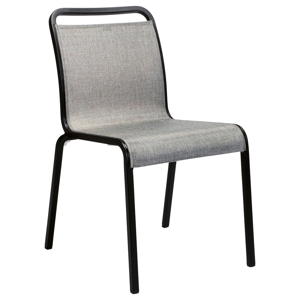 Chaise OSKAR Aluminium Noir Mat Textilène Gris Lin