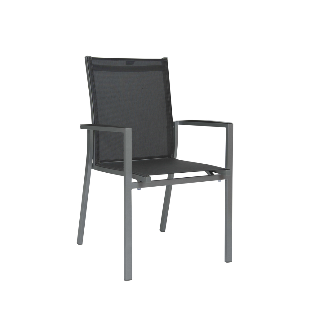 Fauteuil Levanto auminium Graphite textilène Gris Argent