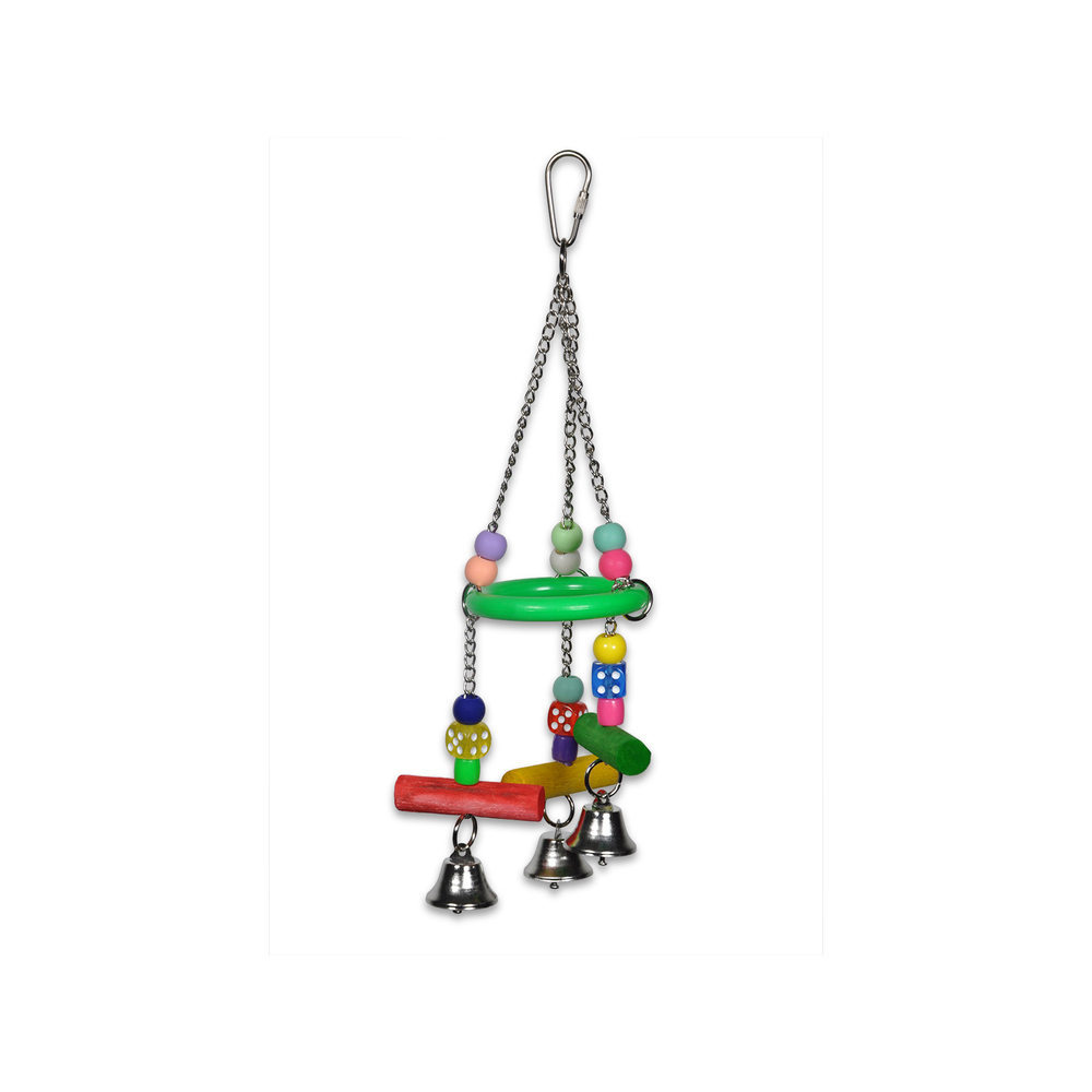 Jouet oiseau anneau et dés multicolore 30cm