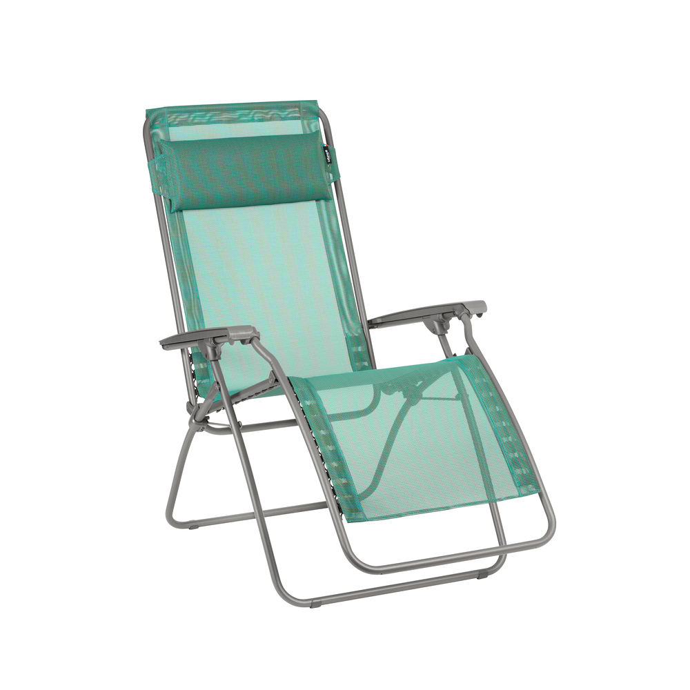 Fauteuil de jardin relax en toile et acier - 163x68x114 cm