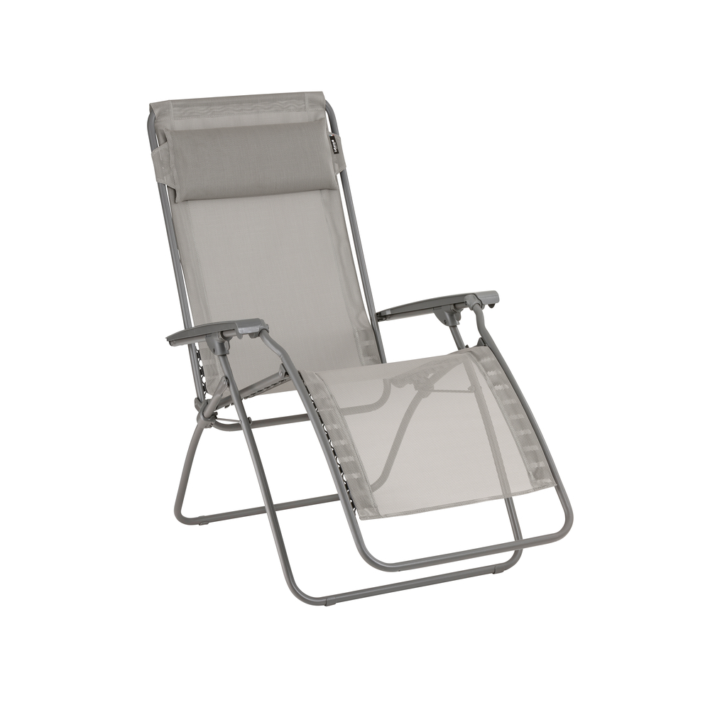 Fauteuil de jardin relax en toile et acier - 163x68x114 cm