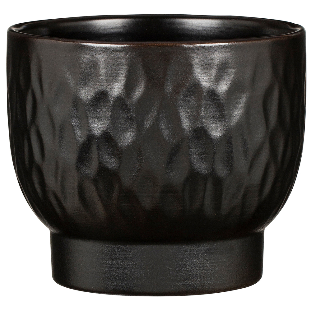 Cache-Pot Ebano finition en relief noir pour plantes d'intérieur Ø11cm