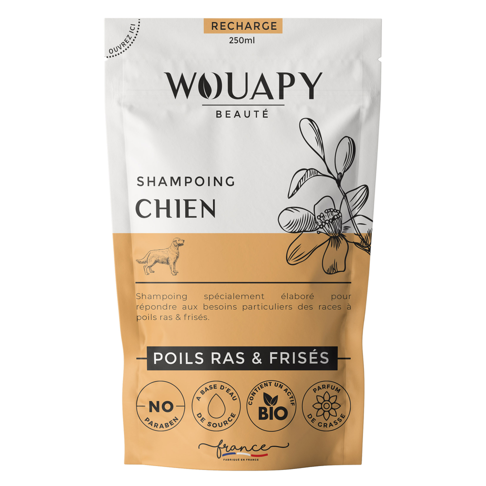 Recharge shampoing chien poils ras et frises 250 ml