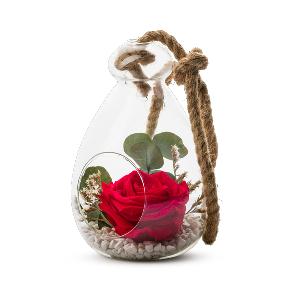 Verrine Globe rouge eucalyptus