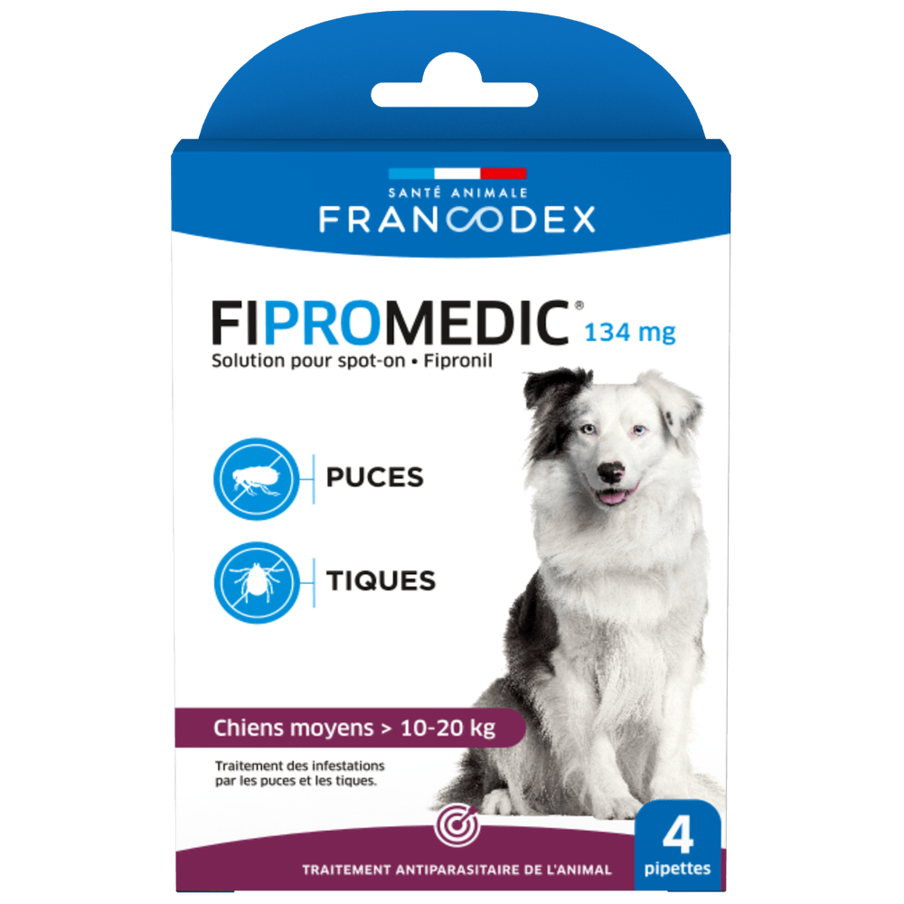 Pipette antiparasitaire Spot-on Fipromedic 67mg chien 10-20kg x4