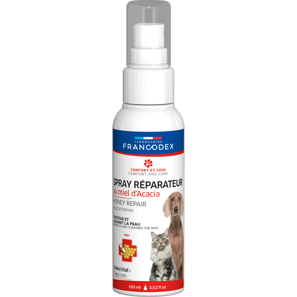 Spray Réparateur au miel d'Acacia pour chien et chat 100ml