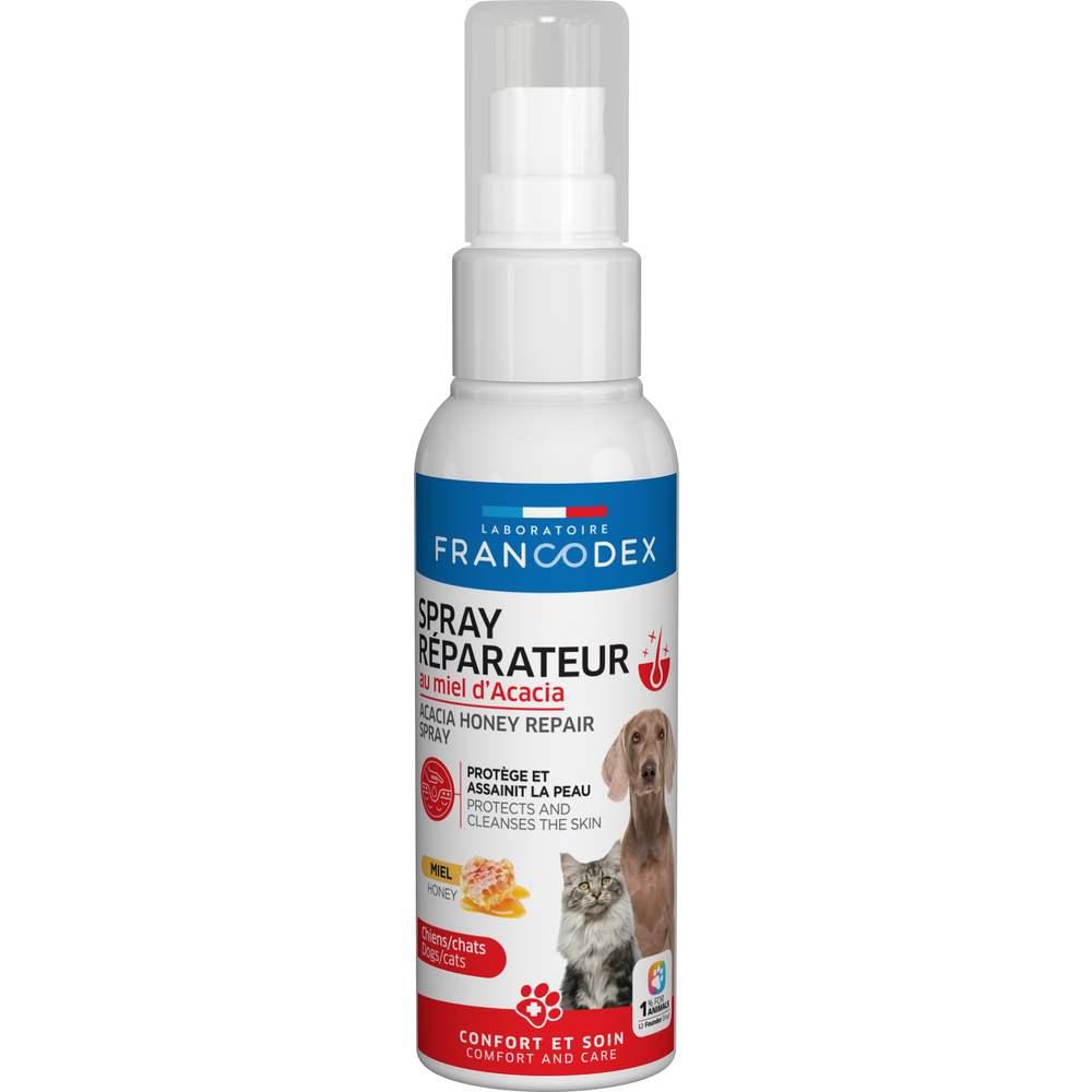 Spray Réparateur au miel d'Acacia pour chien et chat 100ml