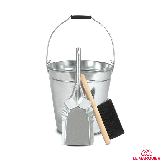 Ensemble seau + pelle + balai acier galvanisé