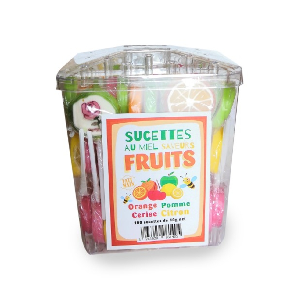 100 sucettes au miel et aux fruits - 10g