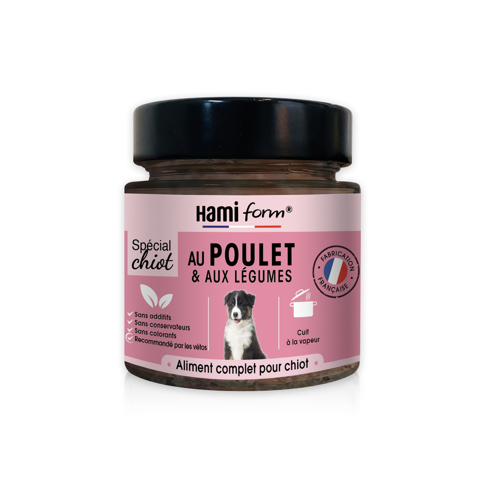 Menu cuisiné pour chiot au poulet et aux légumes 250g