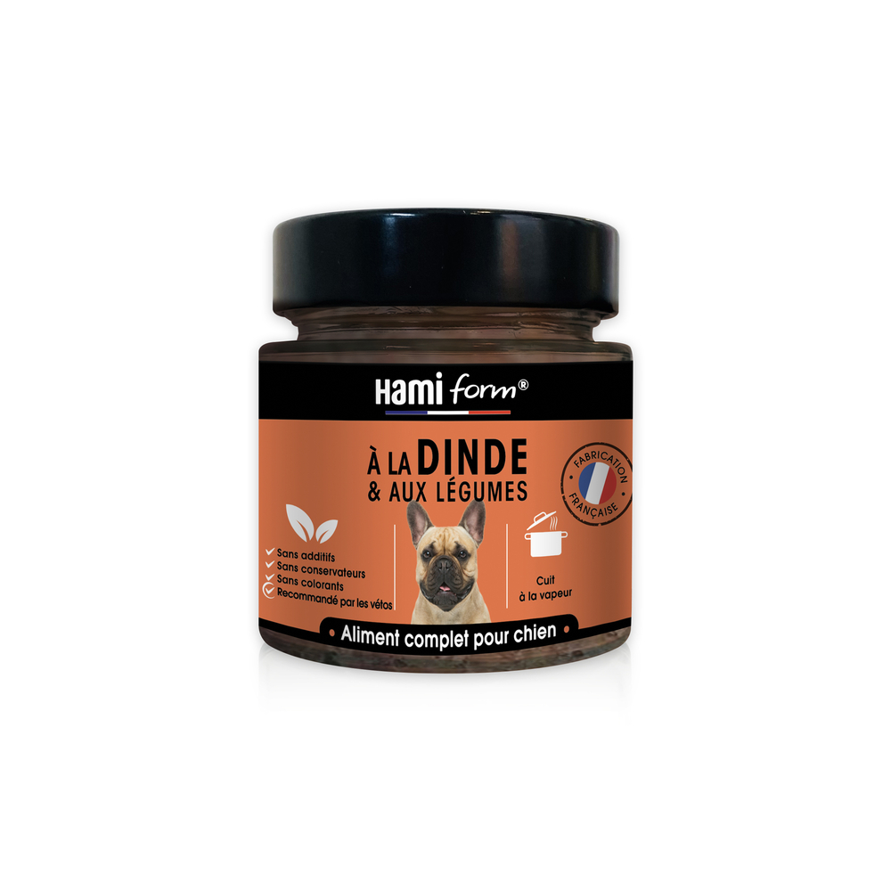 Menu cuisiné pour chien à la dinde et aux légumes 250g