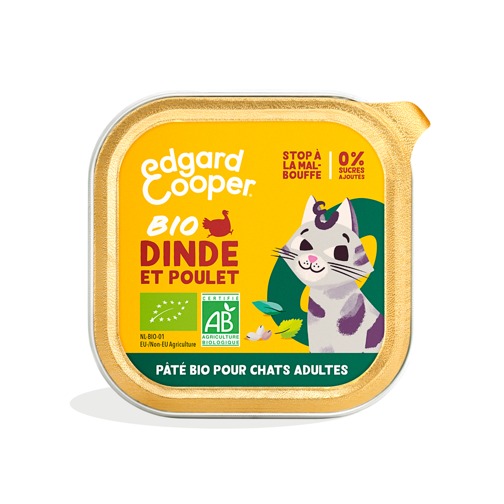 Pâtée bio dinde/poulet pour chat adulte 85g
