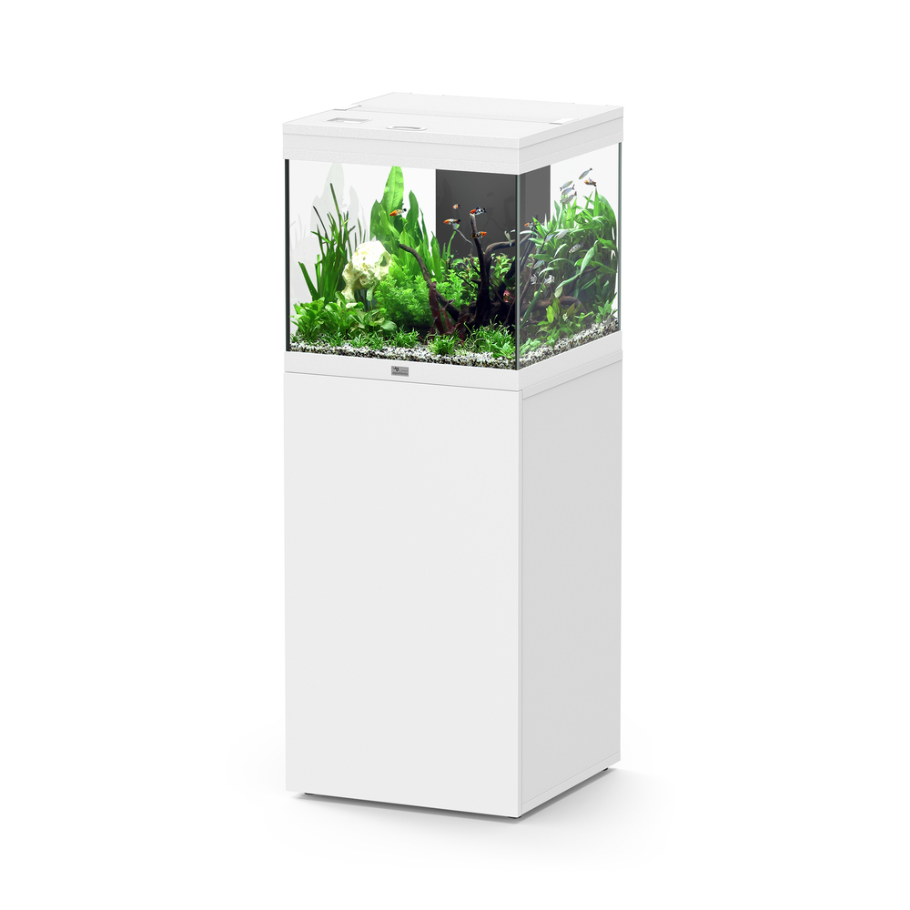 Aquarium équipé Aqua Tower 120 LED avec meuble, blanc - 120L