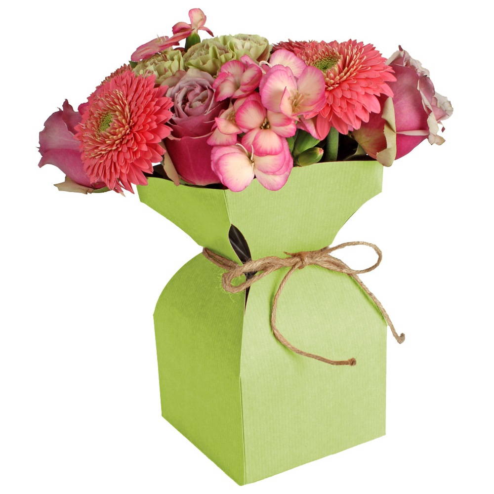 Vase kraft carré 11.5 H.21cm vert