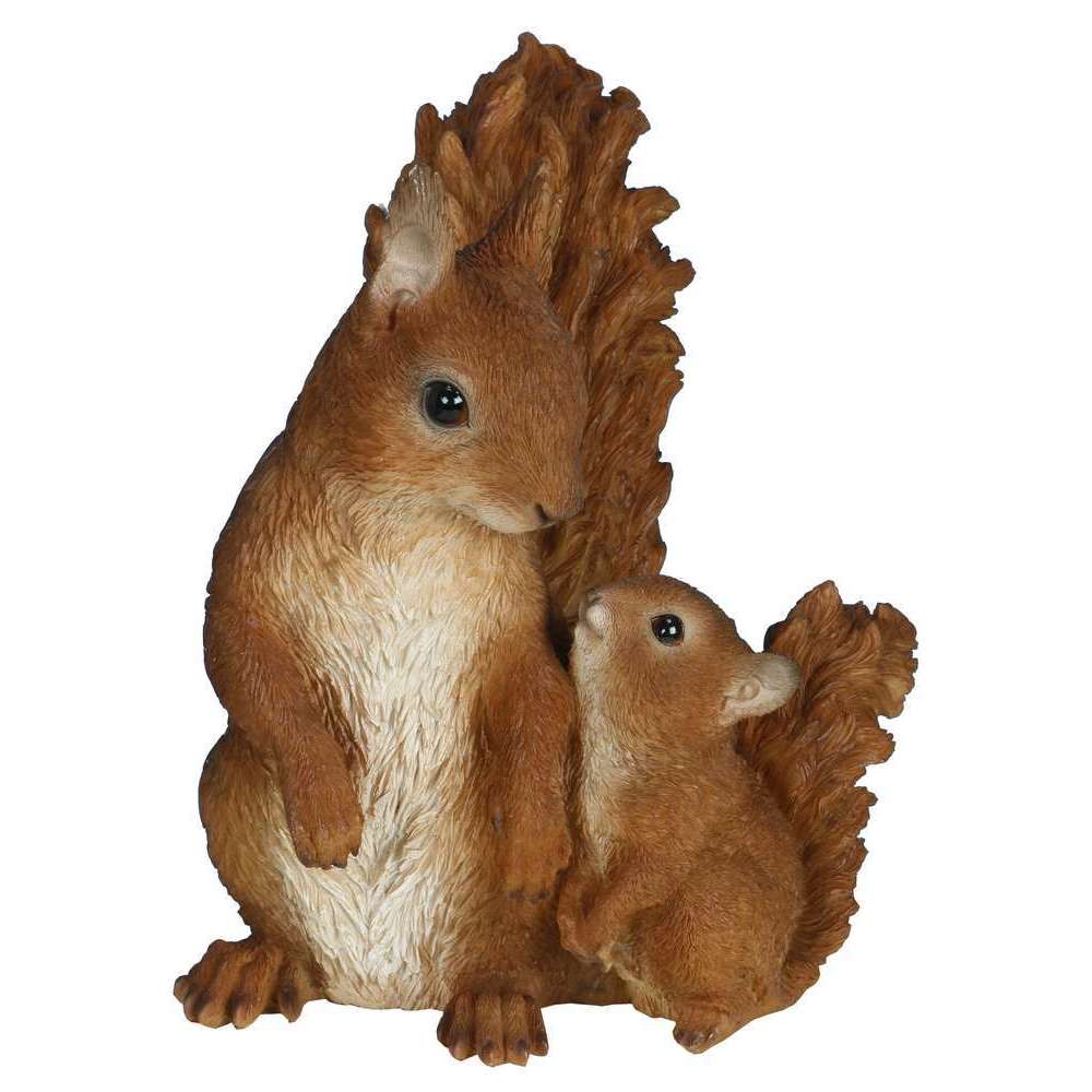 Statue de jardin : Ecureuil maman et bébé