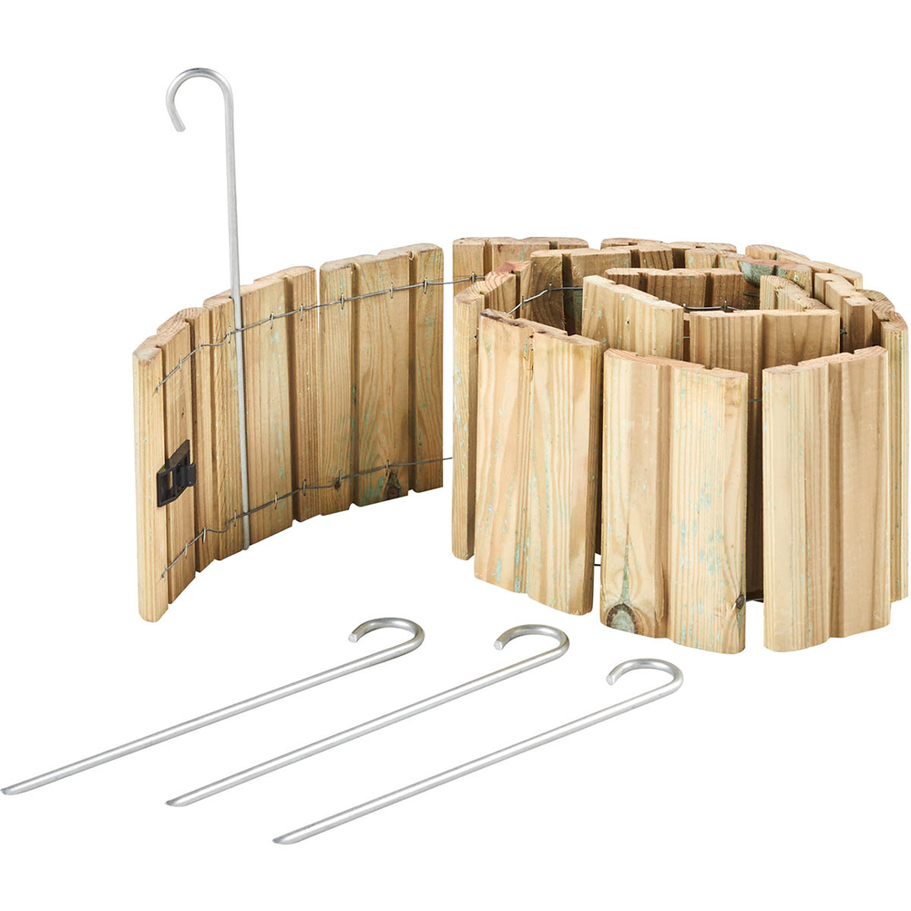 Bordure de jardin CALA enroulée en bois : L.180xH.15cm - Ep.1,5cm