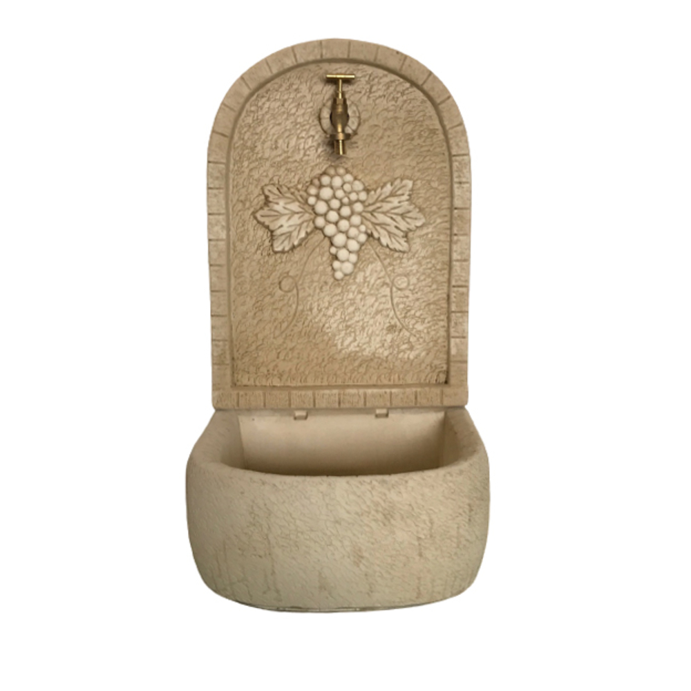Fontaine murale de jardin, motif 'Raisins' - L.41xH.74cm