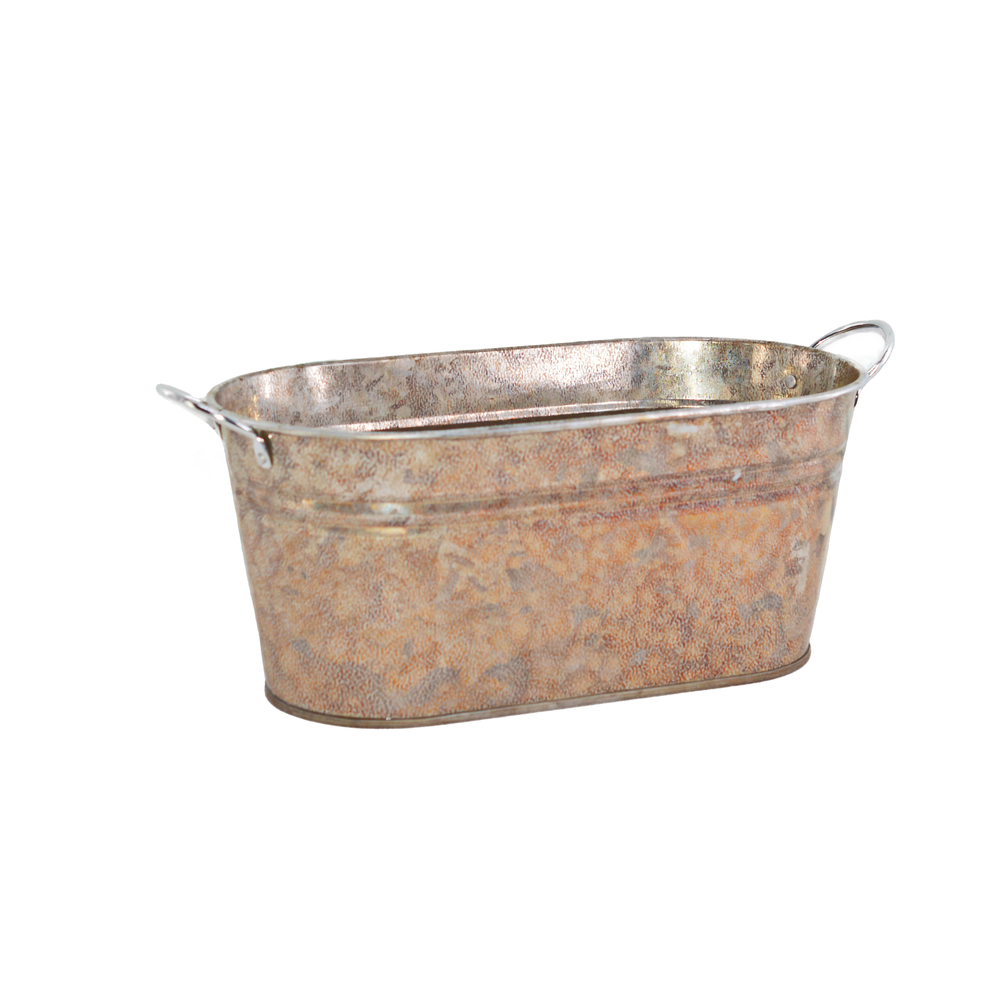 Pot ovale zinc effet vieilli moyen modèle