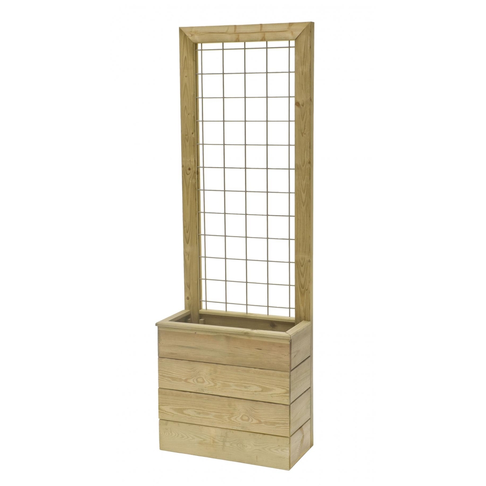 Jardinière en pin autoclave, avec treillis - L.60xl.30xH.180 cm