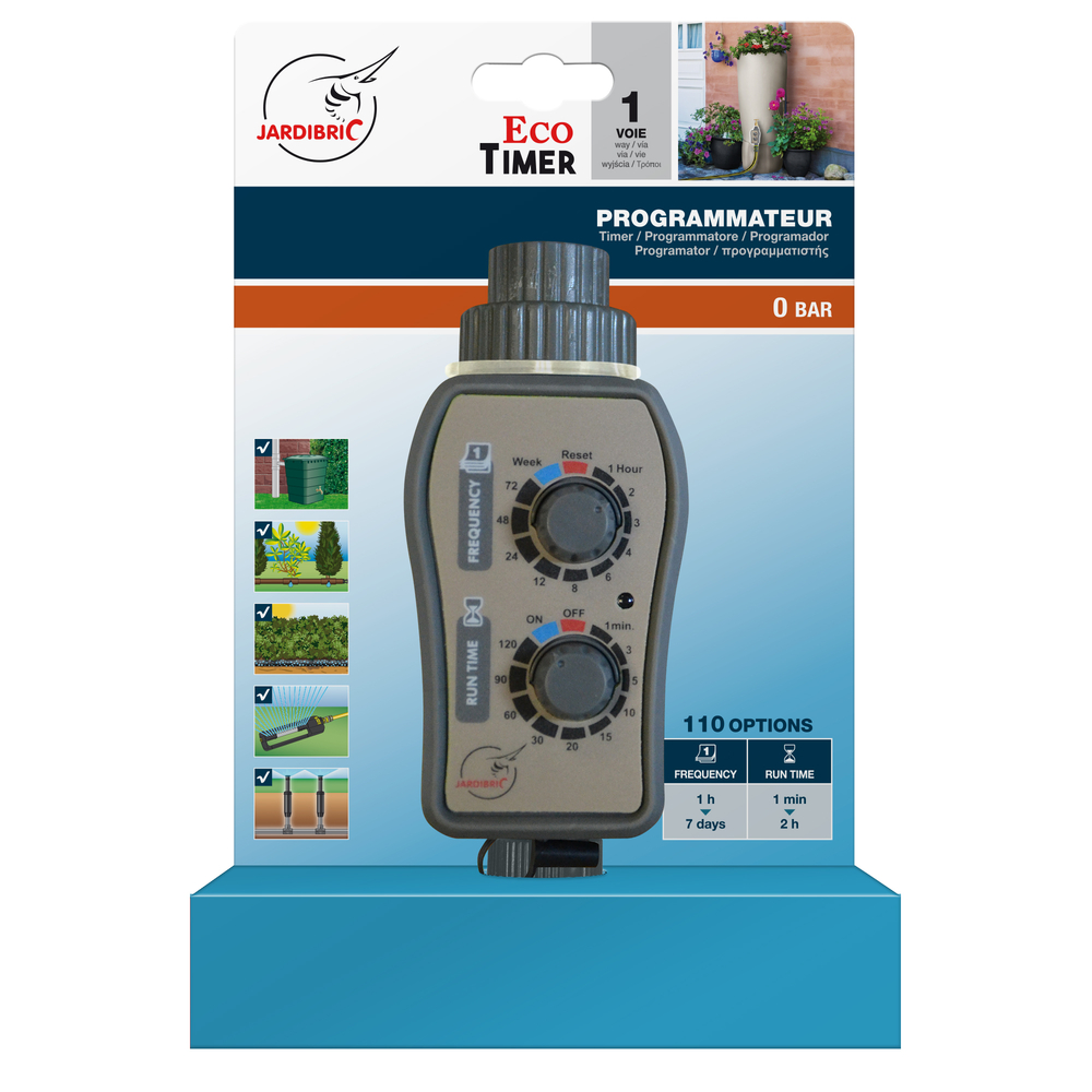 Programmateur d'arrosage sans pression à piles pour robinet, 1 voie