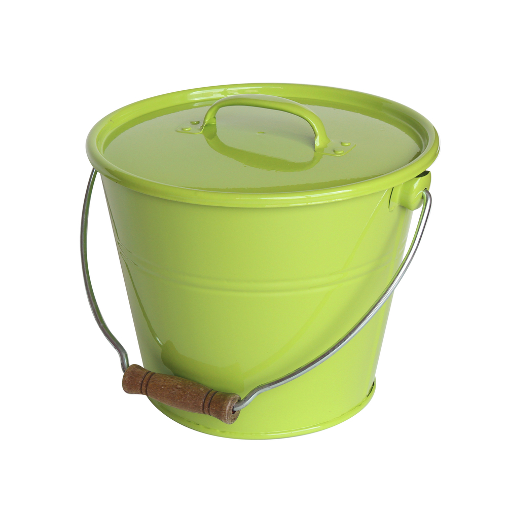 Seau avec couvercle 5 L acier galvanisé vert olive