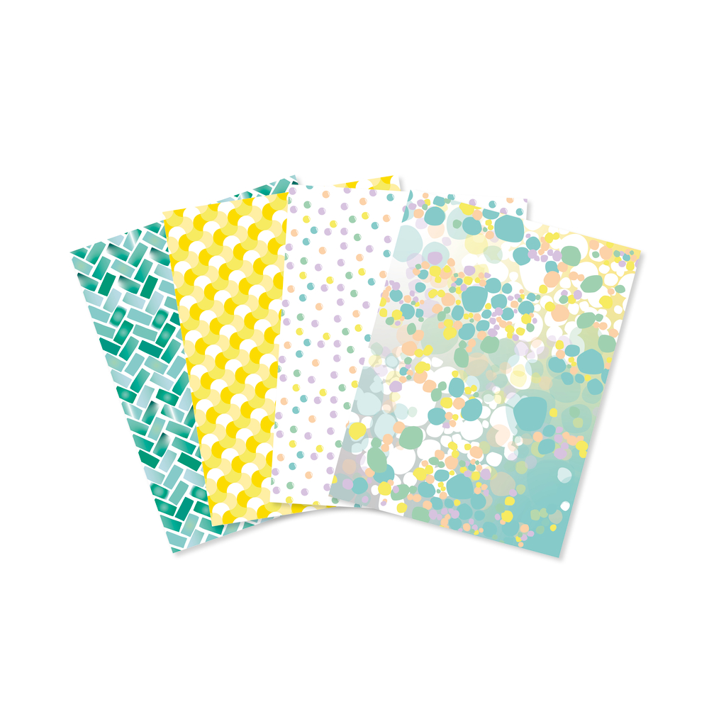 Assortiment de 4 feuilles de papier Décopatch foil Colour Therapy