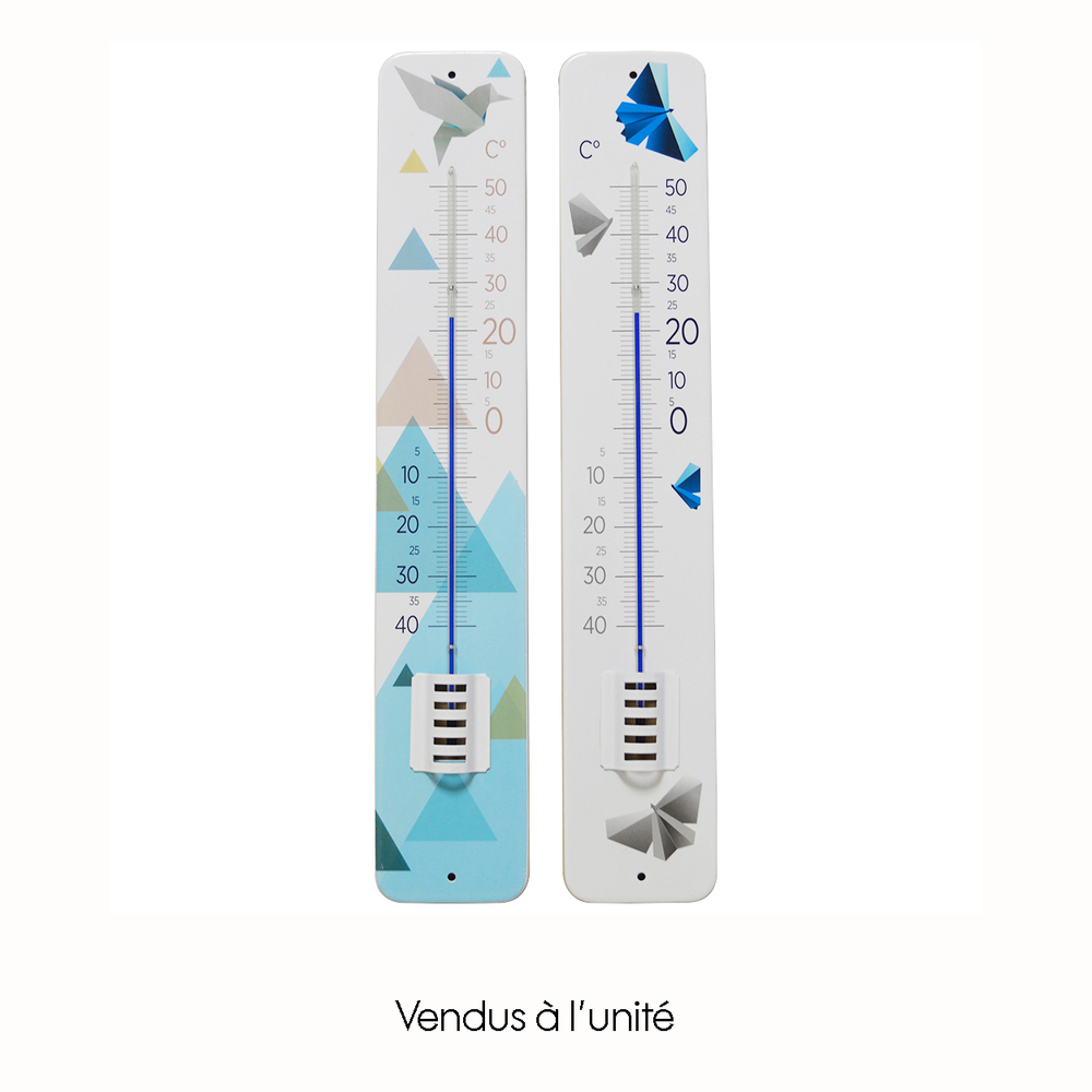 Thermomètre métal 45 cm décoration oiseaux