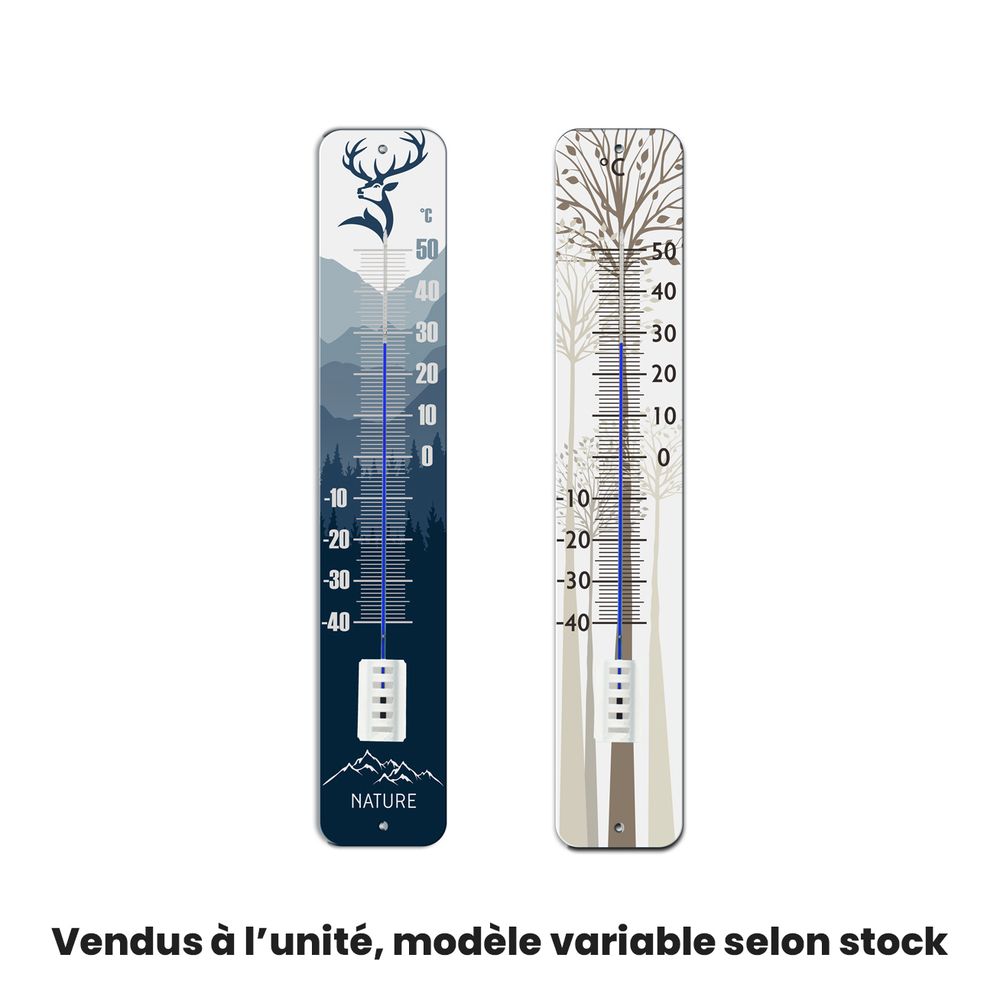 Thermomètre métal 45 cm décoration oiseaux