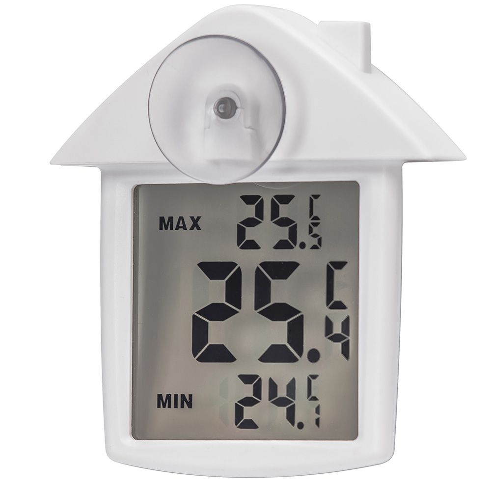 Thermomètre digital mini-maxi avec ventouse pour fenêtre