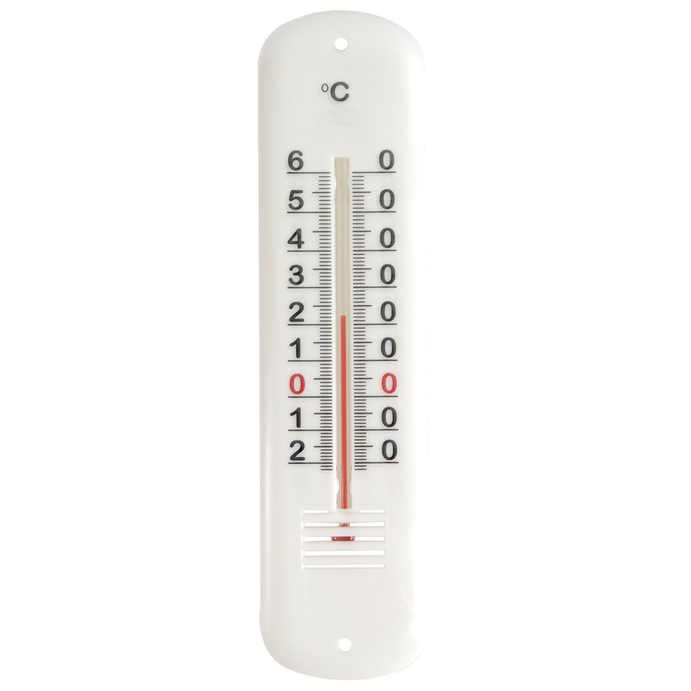 Thermomètre ambiant en plastique blanc 19cm