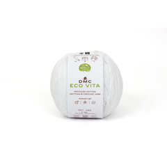 Fil Eco Vita coton recyclé blanc pour aiguilles/crochet 4-5 mm - 100 g