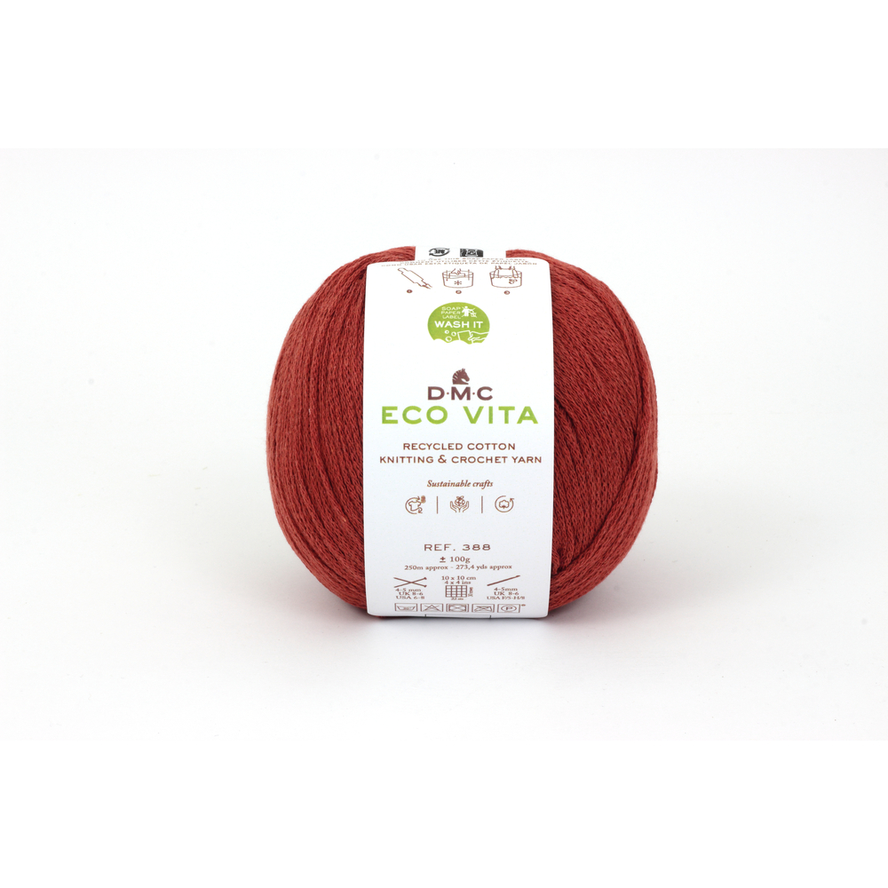 Fil Eco Vita coton recyclé rouille pour aiguilles/crochet 4-5 mm 100 g