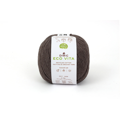 Fil Eco Vita coton recyclé marron pour aiguilles/crochet 4-5 mm 100 g