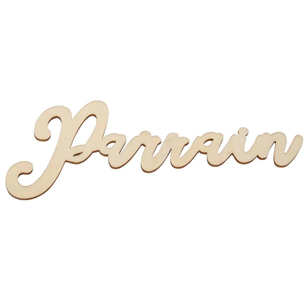 Marque place décoratif en bois Parrain 18X7cm