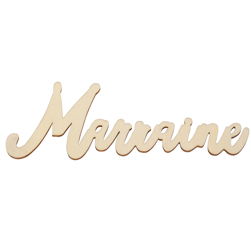 Marque place décoratif en bois Marraine 18x7 cm