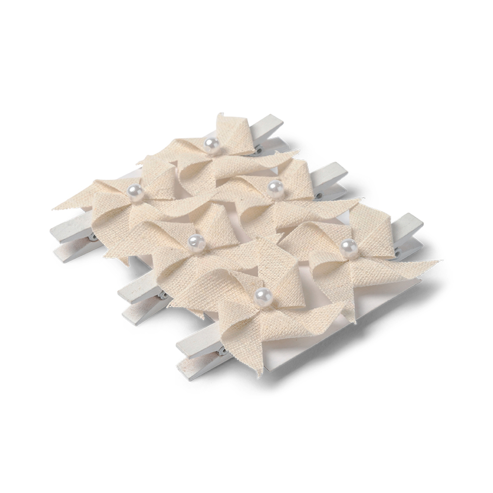 Pince en bois pour déco de baptême avec Petit moulin en lin 3.5cm x 6