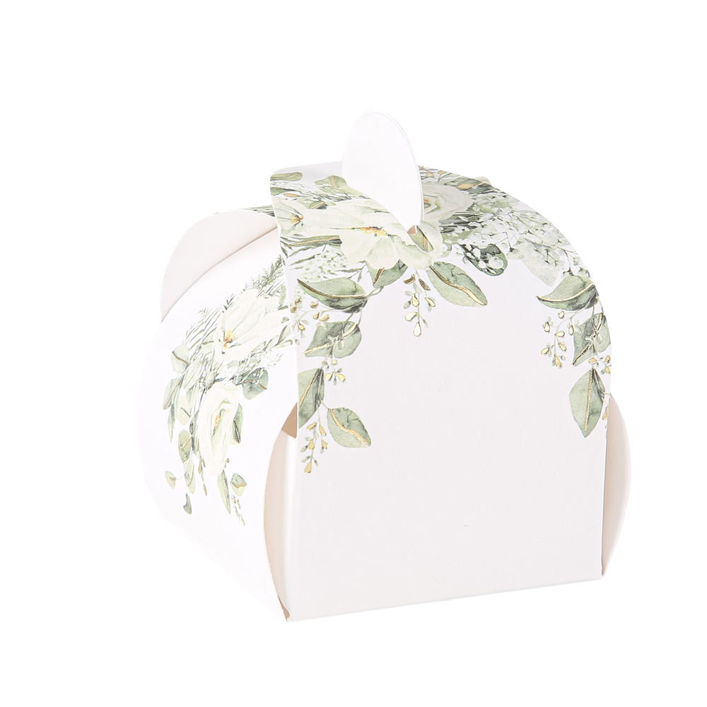 Boîte pour cadeau souvenir style Botanique Feuillages et Or 5X7cm x10