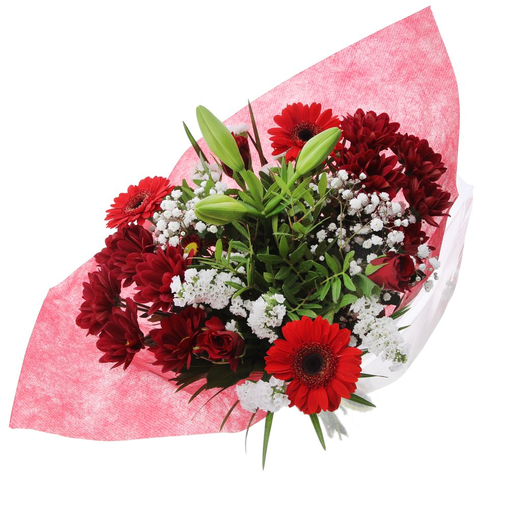 Bouquet de fleurs ‘’Florelites’’, coloris rouge/blanc - 17 tiges