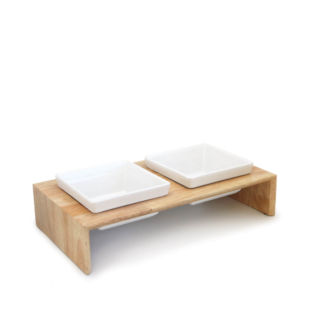 Gamelle bois double L pour chien et chat