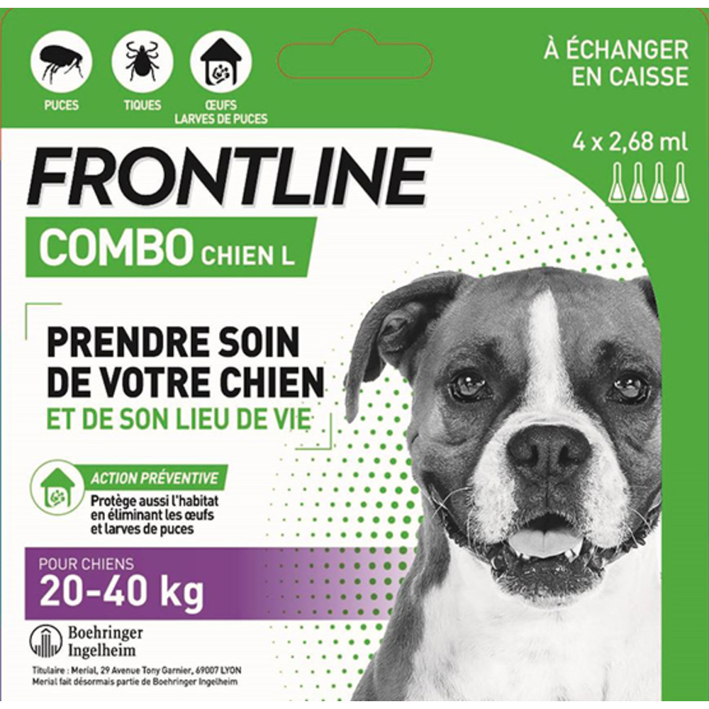 Pipettes Combo chien 20 à 40 Kg - 4 x2,68 ml