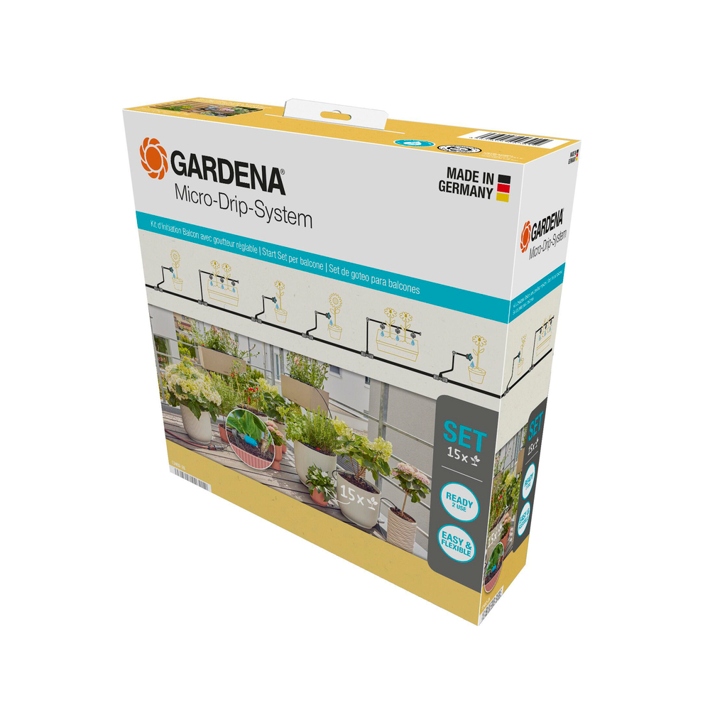 Kit d'initiation pour balcon avec goutteur réglable