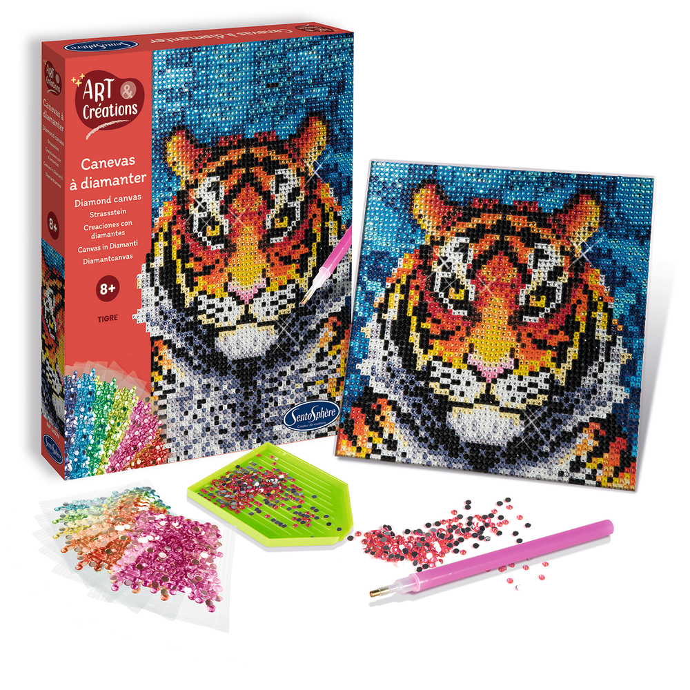 Kit d'art créatif DIY : Canevas à diamanter Tigre